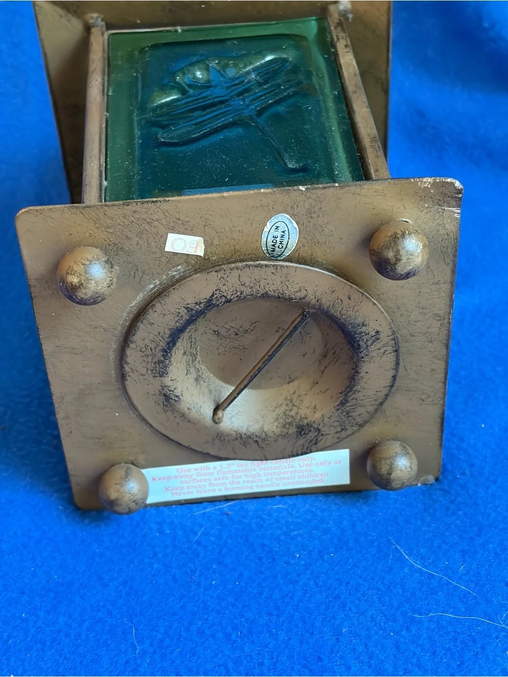 Rustic Bronze Dragonfly Glass Panel Lantern Rare Find- Unbranded vintage